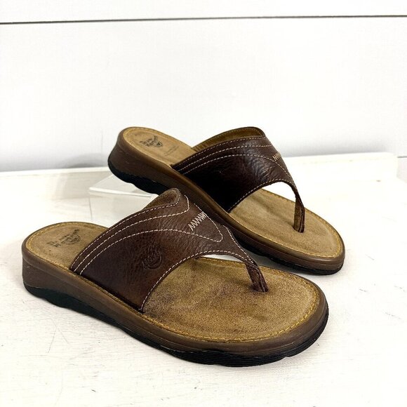 Dr. Martens Retro Chunky Brown Leather Flip Flop Thong Sandals Slides - Picture 1 of 11